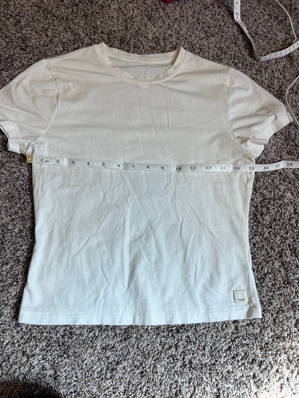 white Vuori Pose Fitted Tee 58$